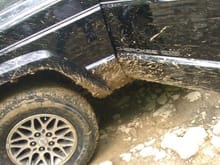 Mud on the tires.