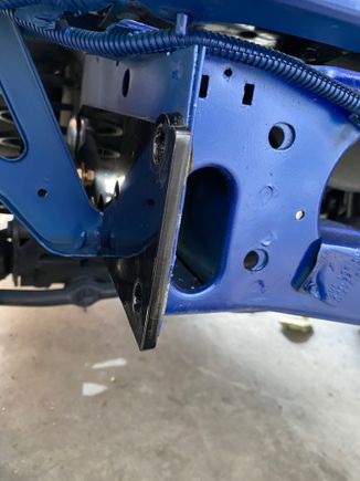 A different angle of front bumper brackets installed 