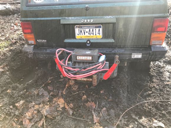 This beast of a winch (10,000 lbs) was the key to getting it out 
