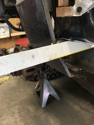 Marking the cut for the front fender.