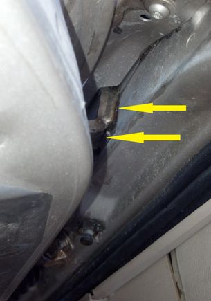 Driver's door hinge weld area.