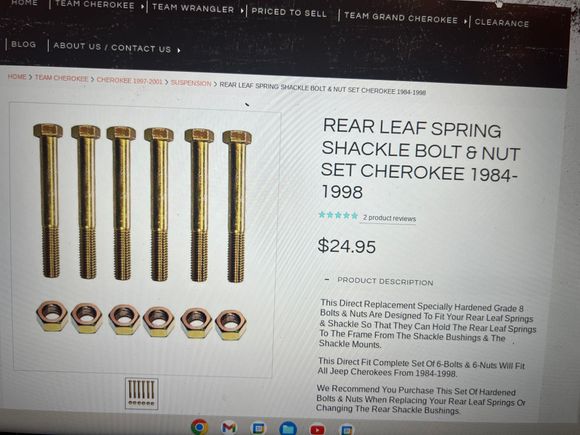 Leaf spring bolts and nuts