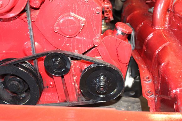 motor is in, Power steering pump from a jeep came on the motor but the mounting was not up to standards and it was in the way of the steering stuff on the drive side, gotta move it to the other side.  Make a new mount etc.
