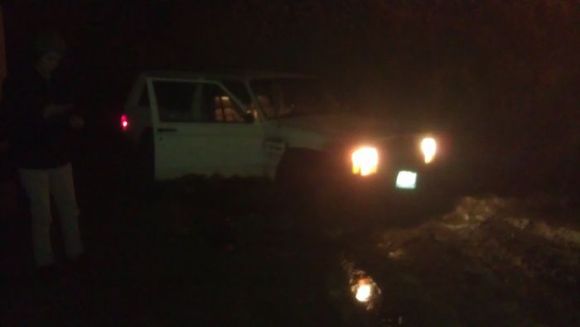 slipped into a puddle