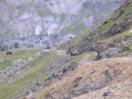 Governor Basin Road, Virginius Mine
My junk @ 12,170' getting ready to cross the off camber- narrow- tipsy- washed out section. My wife, both of my boys and my mother in law would not ride with me thru this section! Looking north east