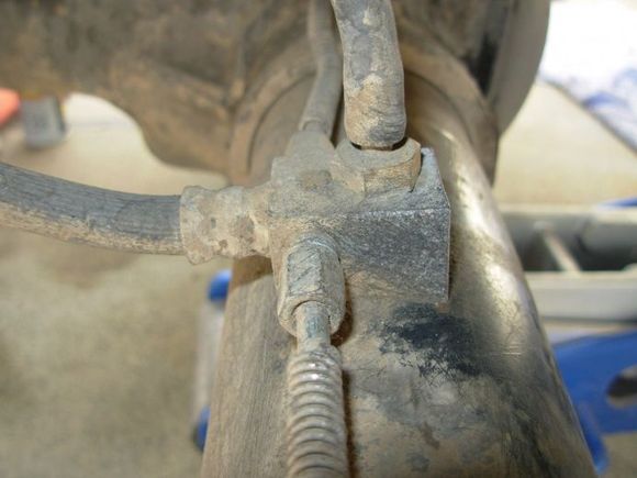 old crusty rear brake line