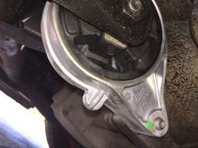 Lower bolt thru the engine and transmission ear
96 ft lbs