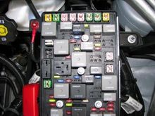 The top left lug…one red wire to eps
The bottom lug under the red cap is 2 wires . 
Push all those relays and fuses in tight! 
These are the ones Donbrew has mentioned! 