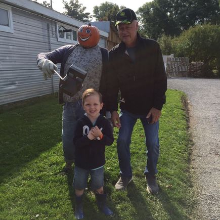 Hudson and me taking a selfie with Pumpkinhead.