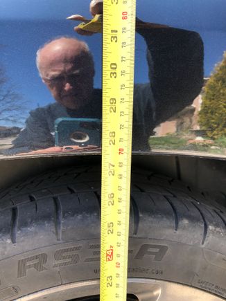 27 1/2 inches, I know the glare of my head it’s hard to read the tape measure , this is the passenger side 