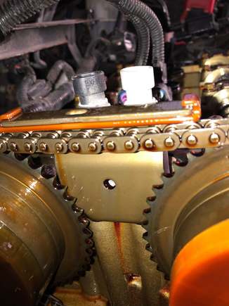 This was my chain kit from Evergreen after just 20,000 miles, stretched , I bid $35.00 on EBay and won, not a very good prize! Stick with Cloyes or GM . 