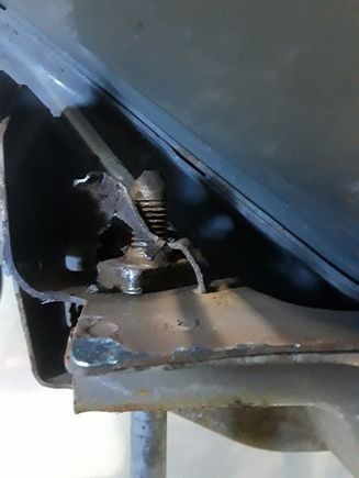Passenger side bolt head cut off engine cradle removed