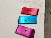 three different dyes using some scrap aluminum.