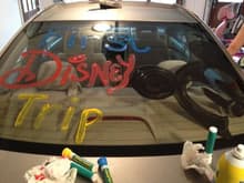 Window paint on the back of the Civic for our First Disney Trip. Kind of proud of my Mickey drawing.