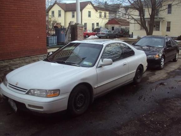 My wife's Accord and my Civic on a rainy shitty NY day.