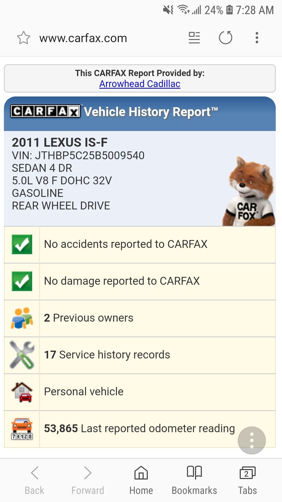 2011 Lexus IS F - AZ 2011 IS F 54k miles. Silver and black interior - Used - VIN JTHBP5C25B5009540 - 55,330 Miles - 8 cyl - 2WD - Automatic - Sedan - Silver - Phoenix, AZ AZ, United States