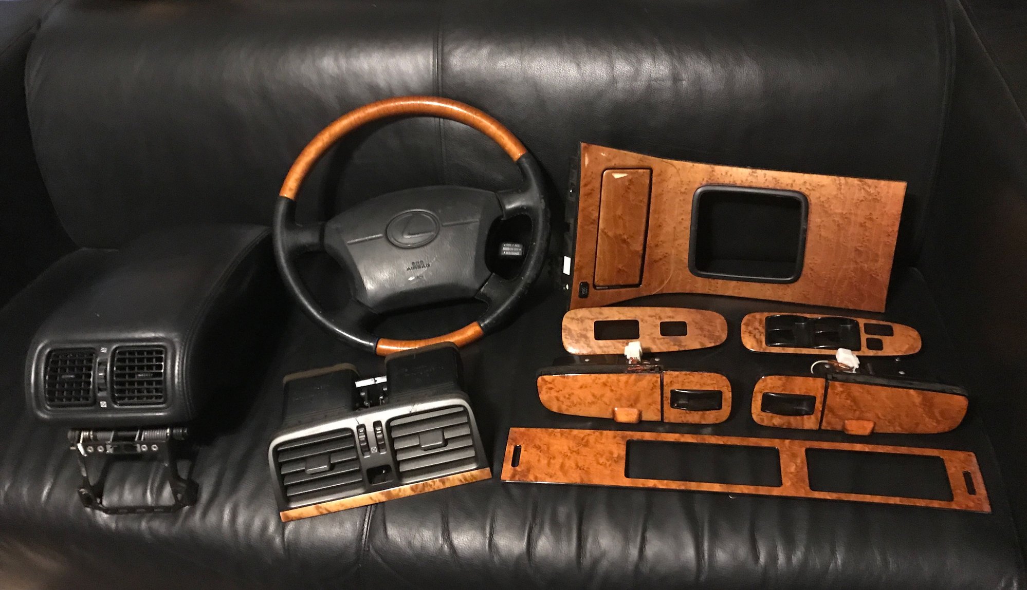 Interior/Upholstery - Platinum Edition Birdseye Maple Wood Trim Complete & Black Leather/wood Wheel - Used - 1995 to 2000 Lexus LS400 - Chandler, AZ 85224, United States