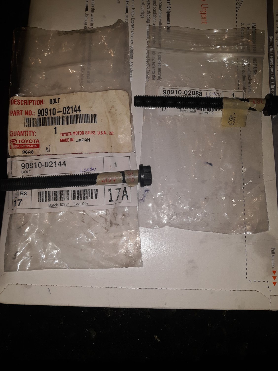 Upgrading LS400 cylinder head bolts with LS430 bolts ClubLexus