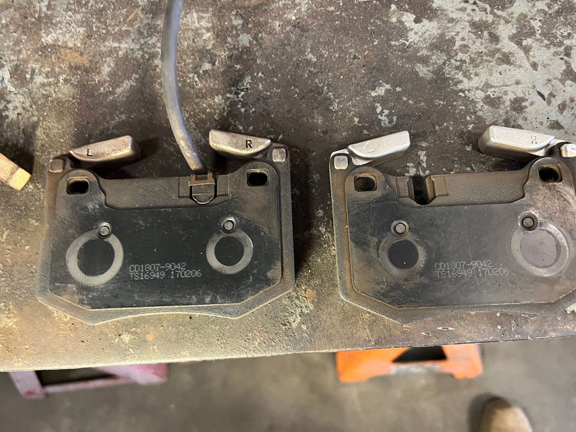 Rear pads with part numbers