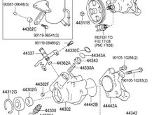Exploded Lexus parts diagram of 1998 LS400 P.S. pump internals... Lexus shop manual  and parts list outlines the individual.pump vanes are tolerance specific and fitted by P.N....similar to valve shims..It is highly unlikely the rebuilder gets it right...never mind the quality of bearings, o-rings, shaft resizing, polishing, replating, etc