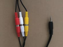 With the 3.5 mm jack YELLOW TO YELLOW WHITE TO WHITE AND RED TO RED