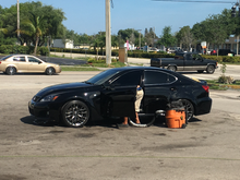 Getting her all cleaned up!