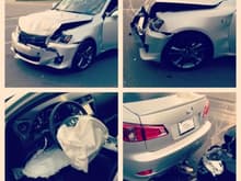 April 24, 2013. My 2013 IS 250 F-Sport that was totaled with 498 miles. $38k  in damages.