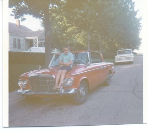 my first car, 1962 Studebaker Daytona, 4 speed, V8, 4bbl, 3.31 TT rearend, bucket seats,  I was a junior in high school.  Lived on a Farm in KS.  Drove a tractor at 10 yrs old.  14 yrs old drove to high school.