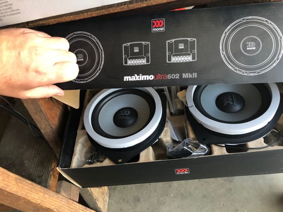 Morel maximo ultra 602 mkii
110 watts @4ohms
6.5” 2 way component speakers, going to use the crossovers/tweeters for the audiofrogs in the front doors if possible. Mounts were bought on Amazon for $10 for Lexus es350 rear doors and worked perfectly.

$250 on Amazon for component set. (Speakers/tweeters/crossovers)
