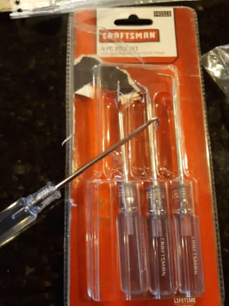 Craftsman pick set. Also useful.for replacing connector shells among other things