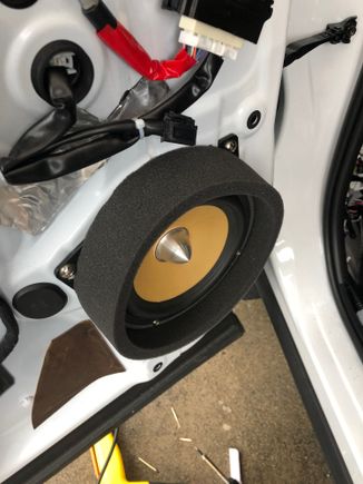 Alpine adapters worked perfectly getting the door speakers in - foam added around and behind.