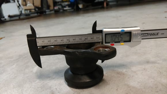 Just to clarify here, this is probably not the best way to measure the flange but its is consistent and easy.  As you see the measurement is 104.5 mm across but the flange on the A650E is 110 mm. All the v8 flanges are 110 mm across. I have still yet to confirm if the GS300 A650E has the exact same flange as the A340E.