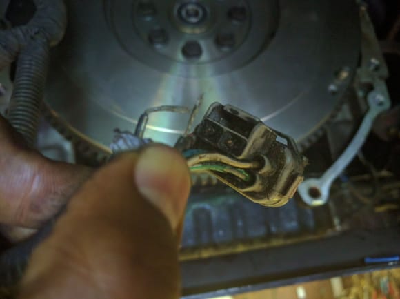 Find the large connector that is under the car, which was removed from the auto transmission. Wire the BLACK and BLACK\GREY wires together. This will make make your car function as if it's always in neutral- So you will be able to start it and use a manual trans. (NSS or Neutral Safety Switch)