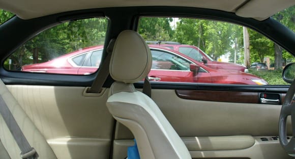 Painted the door window trims with DupliColor Vinyl/Fabric Gloss Black to match the A-pillar and quarter window trims.