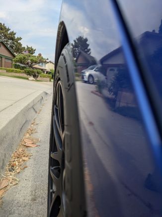 Tucks in nicely and it looks like everything clears without having to roll fenders or anything. 