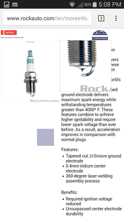 This is information on Denso's Iridium plug with tapered ground electrode...