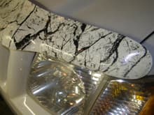 2001 Ford Explorer bug deflector with white base coat in Black Marble print
