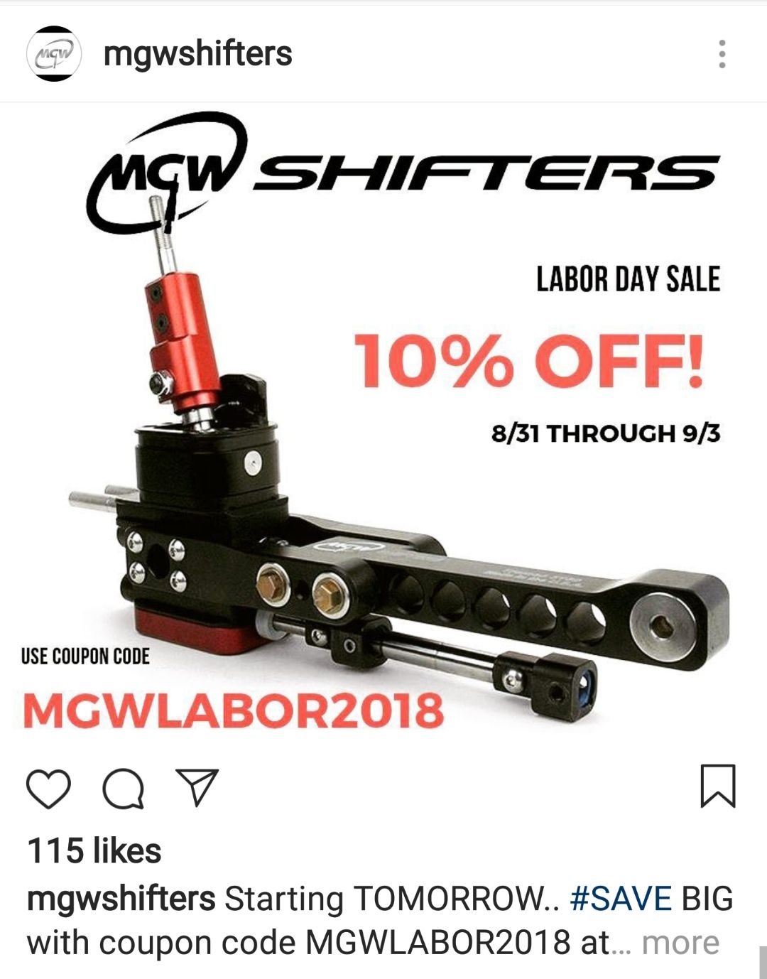 mgw shifter coupons