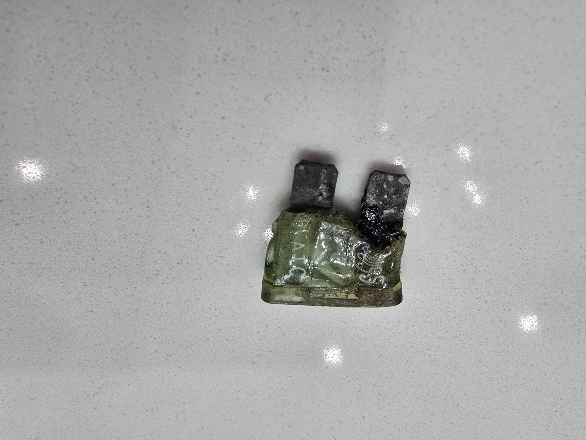 Melted electric fan fuse 