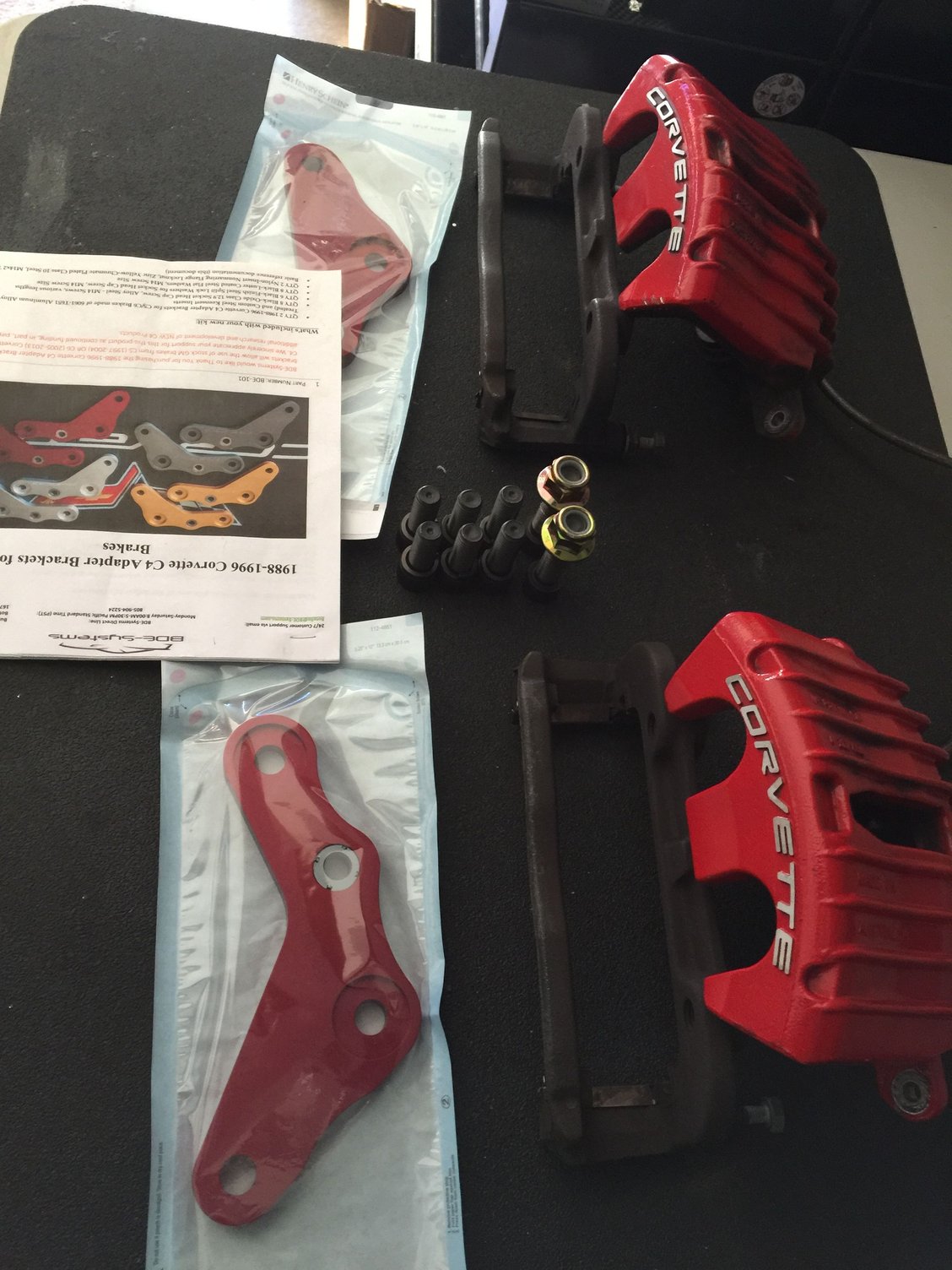 C4 to C5 brake kit Calipers, SS hoses, Brackets, Instructions