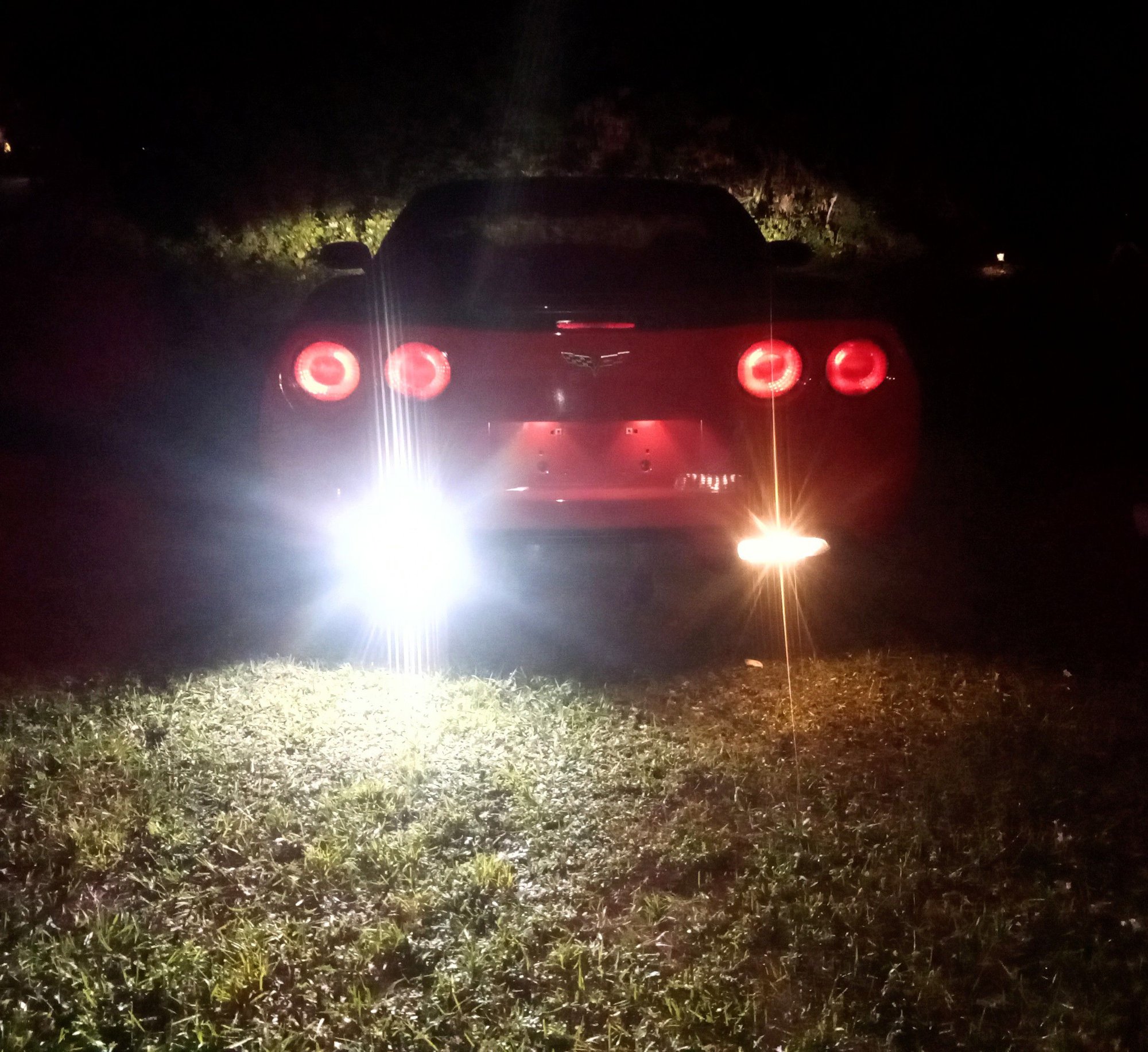 C6 customer comparing our LED reverse bulbs to the factory bulb. 