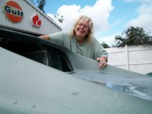 She says she HATES wet sanding. But she LOVES the Vette. It`s a struggle for her!