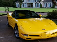 Cindie's 2000 C5 in Millinium yellow. 107k miles. He has a steel pair(nads). Top speed 205mph. Yup, did that.