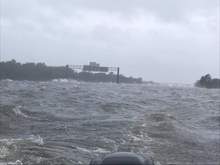 Interstate 10 West of Beaumont, Texas.
 Turned into a  large, deadly lake.