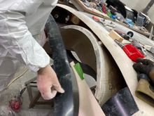 fitting the vertical and horizontal bonding strips, passenger side