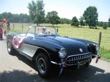 57 at Tara Woods 4th Parade. Won 'Best Looking Black Corvette' award.  Only 3 Corvettes were in the parade: a white '60, a red '09, and mine!
