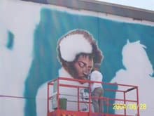 Working on Hendrix (Rock n Roll Diner outside wall)