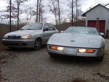 '00 Daewoo Lanos and '87 Chevrolet Corvette