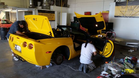 more working on the door panels and the trunk lid finally gets put on
