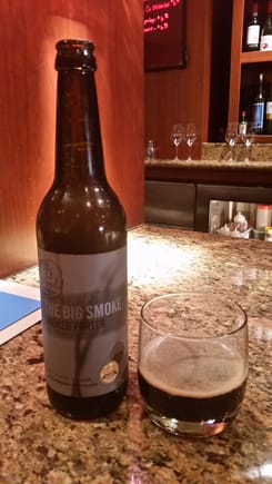 Sitting in the Marriott bar in Cleveland OH drinking A Big Smoke, brewed in New Zealand.